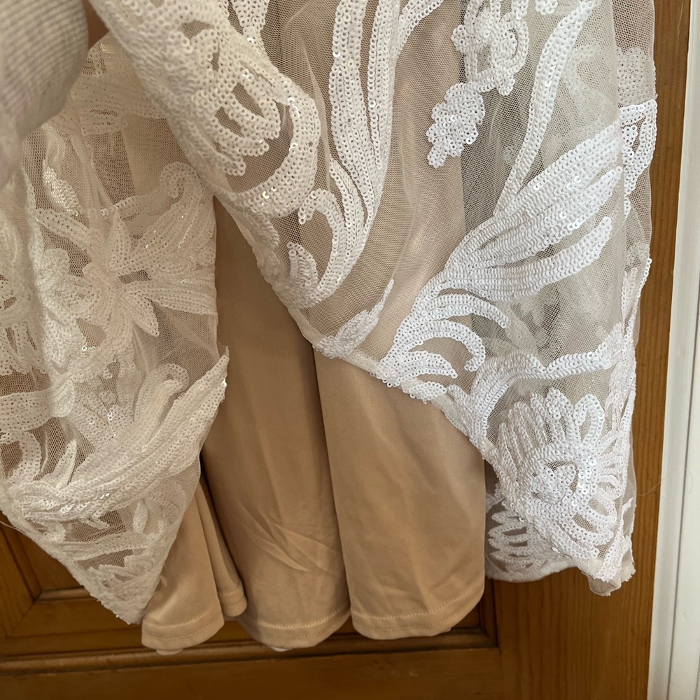 Lulu's White and Tan Wedding Dress - Picture 7 of 7